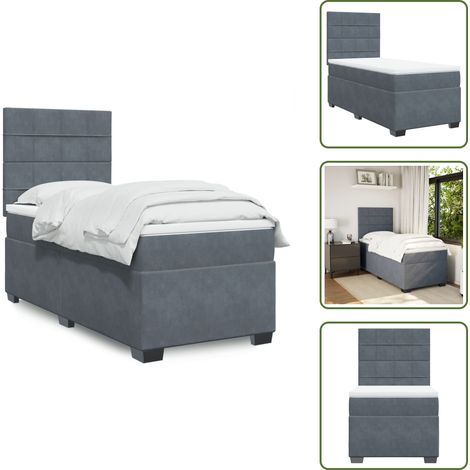 Sommier à lattes de lit avec matelas Gris foncé 100x200 cm - Lit Double - Lit Plateforme - Matelas À Ressorts Ensachés - Literie - Chambre À Coucher (1/5)