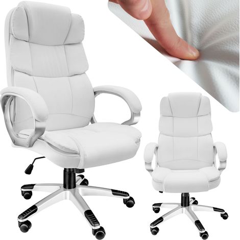 Fauteuil de direction rotatif 360° avec accoudoirs réglables blanc