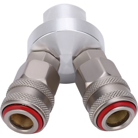 Raccord Pneumatique Rapide 2 Entrées en Acier Chromé Fileté G1/4" pour Outils (1/5)