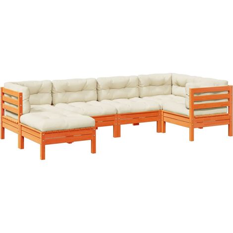 Maison Exclusive - Set de sofás jardín 6 pzas con cojines madera (1/5)