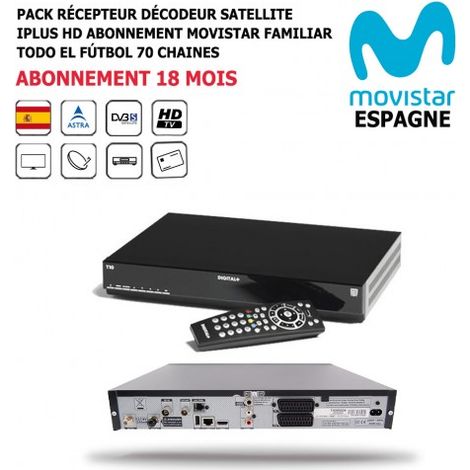 Pack Récepteur Décodeur Satellite iPlus HD + Abonnement TV Espagnol Movistar Familiar Todo el Futbol 18 mois 70 Chaînes (1/5)