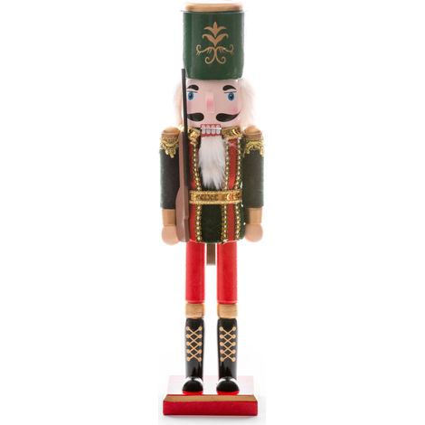 Figur MagicHome Weihnachten Woodeco, 38 cm, Nussknacker mit Mütze, Holz (1/2)