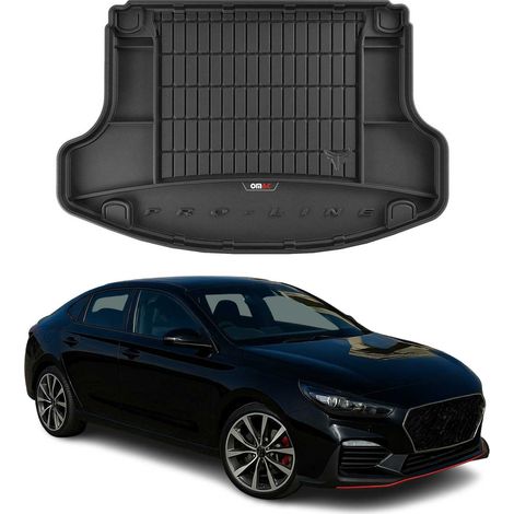 Tapis de Coffre 3D TPE Premium Compatible avec Hyundai i30 Fastback Nperformance 2017-2020 - Bac de Protection de Coffre Intérieur antidérapant Revêtement de Coffre Bords Hauts pour Voiture Noir