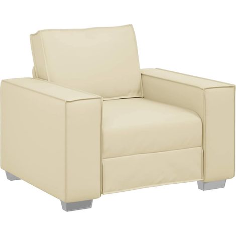 Fauteuil de Salon,Chaise,Fauteuil Sofa 59 cm avec coussin Crème Faux cuir CFW437858 (1/5)
