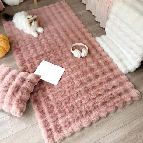Tapis shaggy bulles 60x160 cm – Pliable, doux, confortable – Marron – Pour salon, chambre (1/5)