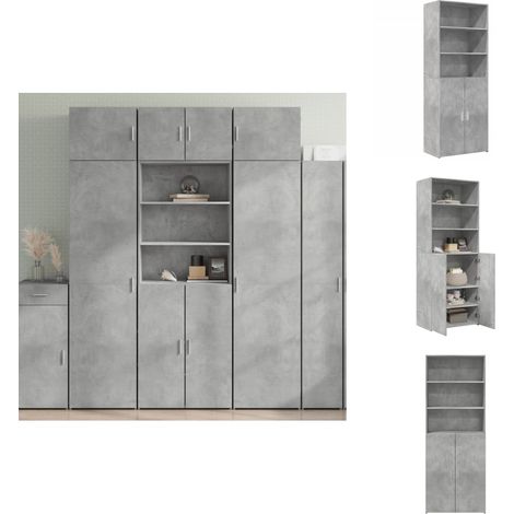 Highboard Betongrau 70x42,5x185 cm Holzwerkstoff - Sideboard - Hochschrank - Wohnraumgestaltung - Aufbewahrungslösung - Holzwerkstoff (1/5)