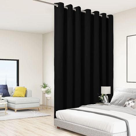 Rideau de séparation de pièce Extra Large - Réduction du Bruit - pour Porte coulissante en Verre - 243 x 381 cm (L x l) - 1 Panneau - Noir (1/5)
