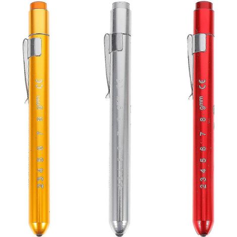 Lot de 3 lampes stylo LED réutilisables avec lumière blanche chaude / jauge pupillaire (couleur aléatoire) (1/3)