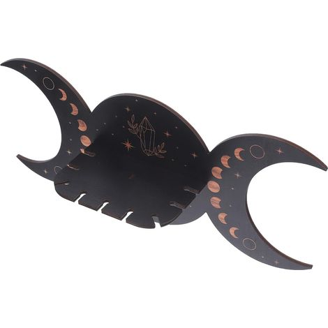 Étagère Murale en Bois pour Cristal Phases de Lune Sculptées, Support Décoratif Bohème, Présentoir Suspendu pour Bijoux et Bougies, Usage Intérieur Maison et Fête (1/5)