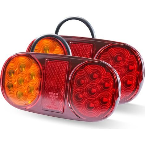 Lot de 2 feux de remorque à LED, feux arrière de remorque 12 V, feux de remorque à LED pour camions, fourgonnettes, caravanes, tracteurs et véhicules agricoles (rouge 3) (1/5)