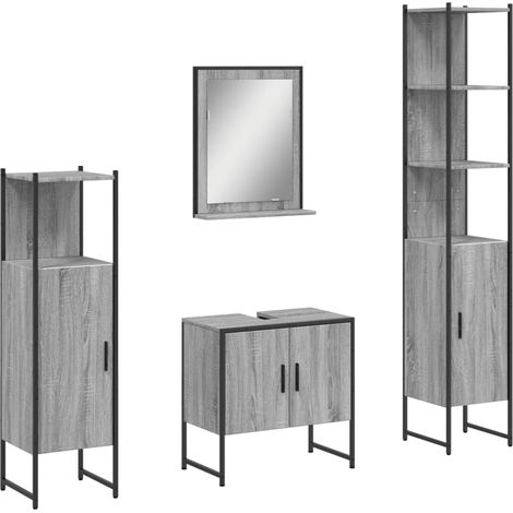 Ensemble d'armoires de salle de bain 4 pcs - Colonne Miroir Meuble sous-vasque sonoma gris fr1528 - Maison La Vie