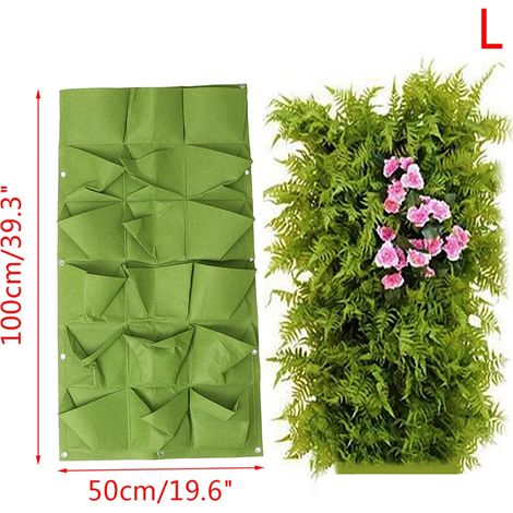 (Grand) 1 pot de fleurs suspendu vertical vert imperméable et respirant pour bonsaï, à fixer au mur. (1/4)
