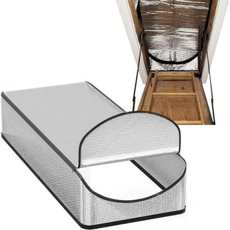 Housse d'isolation pour escalier de grenier, isolation de porte de grenier à économie d'énergie, réfléchit 95 % de la chaleur rayonnante, accès facile grâce à la fermeture éclair,138X63.5X28cm (1/4)