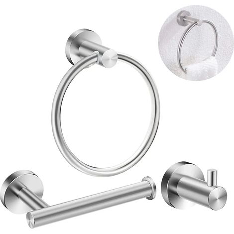 Einzelnes Badzubehör-Set mit Handtuchhalter, Handtuchring, Toilettenpapierhalter und Wandhaken (1/5)