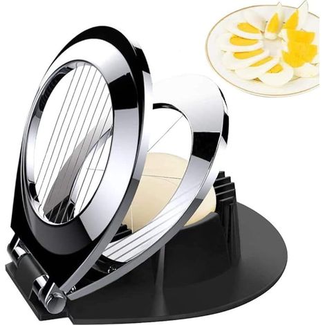 Cortador de huevos de acero inoxidable, herramienta para cortar huevos, cortador de huevos de metal 2 en 1 hecho de acero inoxidable 304, cortador de huevos profesional para huevos, champiñones, fresa (1/5)