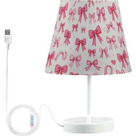 Kcldeci Lampe de chevet en forme cœur avec nœuds roses et rouges (1/5)