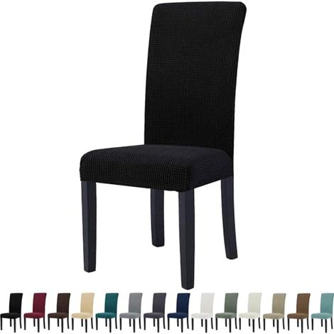 Extensible Housse De Chaise 2 Pièces, Housse De Chaise Salle À Manger, Universel, Modern, Doux Confortable, Amovible Lavable, pour Mariage,Cuisine, Banquet, Noir