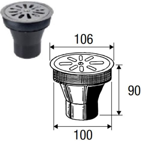 Tappo ø100 mm completo di griglia inox filo pavimento VS0700081