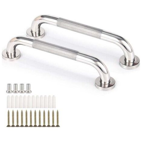 BUNTHAUS PA Lot De 2 Barres D'Appui Salle De Bain Acier Inoxydable 304 33cm Poignée Antidérapante Baignoire Toilettes Rampe Escalier (1/4)