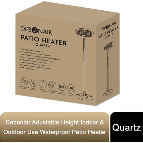 Debonair Adustable Height Indoor & Outdoor Use Waterproof Patio Heater - Quartz (1/5)