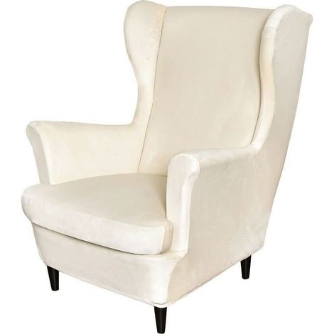 2-teilige Stretch-Ohrensesselbezüge, weiche Samt-Ohrensesselbezüge mit elastischem Saum für Schlafzimmer, Wohnzimmer, Plüschsessel, Sofa，Hellbeige (1/5)