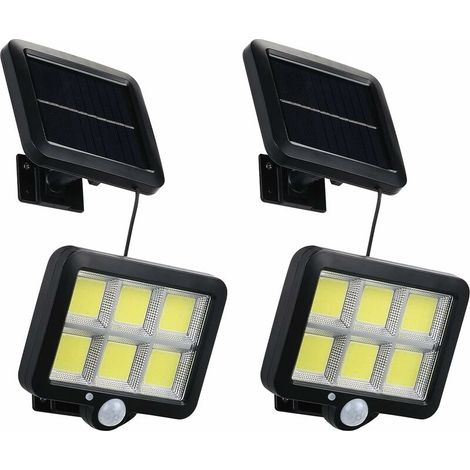 Lot de 2 lampes solaires d'extérieur avec détecteur de mouvement, 120 W, étanches IP65, câble de 5 m, 3 modes d'éclairage, projecteurs solaires pour jardin.-AquaForge (1/5)