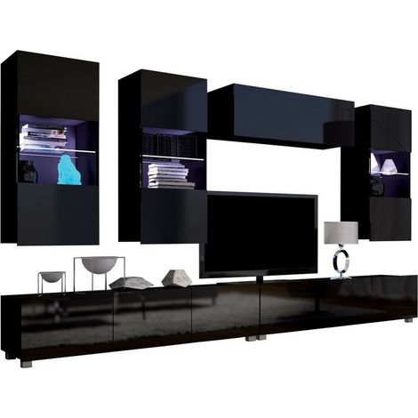 Conjunto de salón Remus V, Negro + Negro brillante