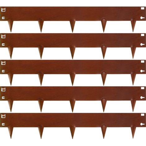 Wolketon Bordure de jardin avec pointes DIY Bordure de pelouse Bordure de gazon Galvanisé Métal Bordure de chemin Bordure de parterre Rouille 100x18cm 40m