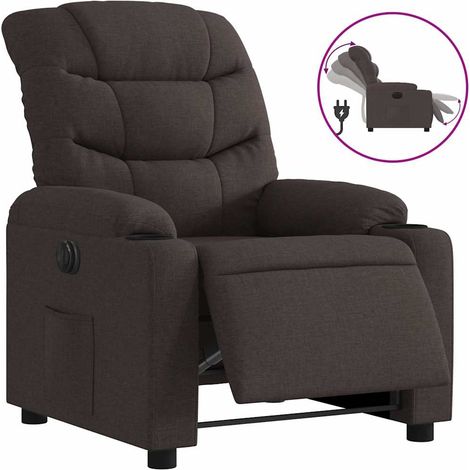 Maison Exclusive - Sillón reclinable eléctrico tela marrón oscuro (1/5)