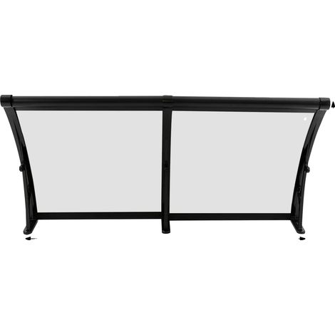 Auvent de porte, alliage d'aluminium, protection tous temps, noir (1/2)