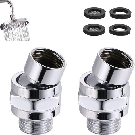 Lntyq 2 Pièces Douche Adaptateur Pivotant RéGlable, Rotule Pommeau de Douche, Rotule Pivotante en Laiton Réglable, Universelle G1/2 Chrome, pour Connecter des Pommes de Douche et des Conduites D'eau (1/5)