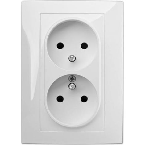 Vestra Doppelsteckdose 2x2P+Z Monolith mit Rahmen Unterputzmontage IP20 weiß 3835-00