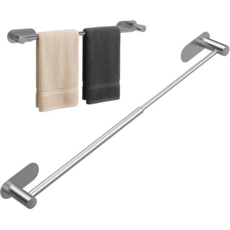 Porte Serviette sans Percage, Porte Serviette en Acier Inoxydable pour Salle de Bain, Rétractable de 37 cm à 57,5 cm, Porte Serviette Mural pour Cuisine et Salle de Bain (1/5)