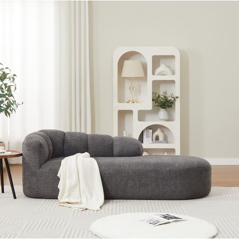 REDOM sofá relax 100x35x35 cm, respaldo ondulado, diseño sin reposabrazos, chenilla gris antracita (1/5)