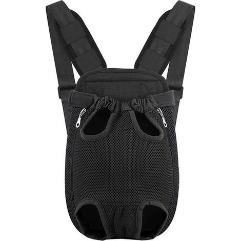Sac de transport ventral pour animaux - MICH - Petit chien ou chat - Noir - 5 à 18 livres - Trou pour pattes et queue (1/4)
