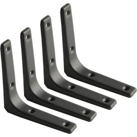 Équerre Étagère Murale, Équerre Métal Mat Noir, Support Étagère Métal pour Déco Cusine, Équerre Charge Lourde, 100mm100mm, 4pcs (1/5)