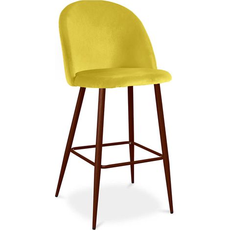 Sgabello imbottito in velluto - Design scandinavo - Evelyne Giallo