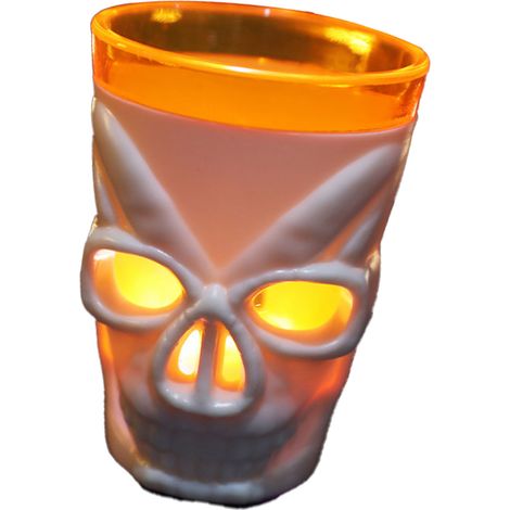 Verre à vin en forme de crâne d'Halloween, lampe bougie sans flamme, décoration d'ambiance, accessoire, verre à vin effrayant en forme de crâne lumineux, ornement électronique blanc (1/5)