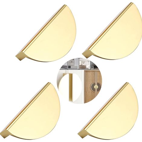 Poignées de Cuisine de Metall d'Armoires de pour Armoire de Chevet Commode Armoires Avec Vis 4 pièces Or (1/4)