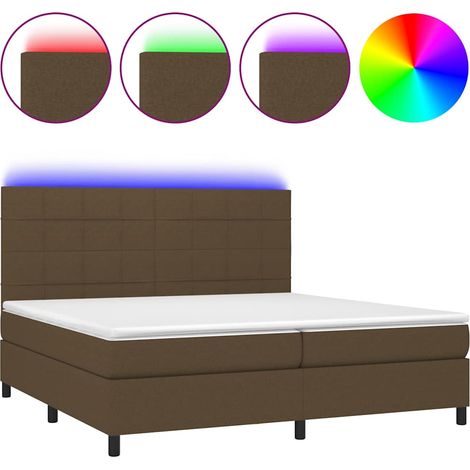 Maison Exclusive - Letto a Molle Materasso e LED Marronescuro 200x200cm in Tessuto (1/5)