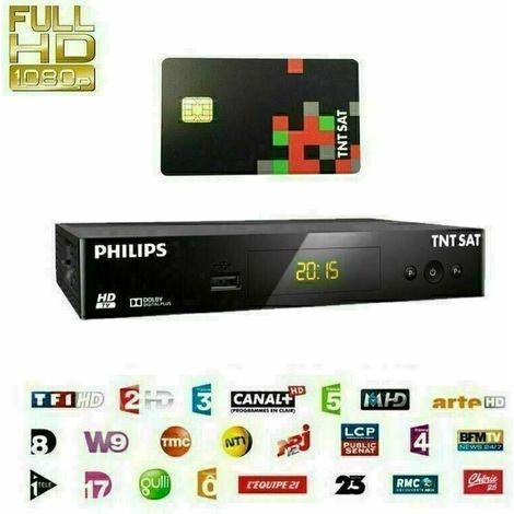 Récepteur TNT HD PHILIPS DSR 3231T – Décodeur satellite avec carte TNTSAT – Sortie HDMI et audio numérique Dolby – Installation rapide – Hdme (1/2)