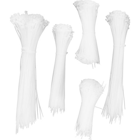 5 Ensembles de Serre-Câbles en Nylon Jetables, Attaches Rapides pour Fils et Câbles, Organisateur Blanc (1/5)