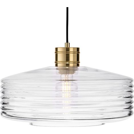 Firstlight Porto Suspension Porto Dome en laiton brossé avec verre décoratif transparent 1xE27