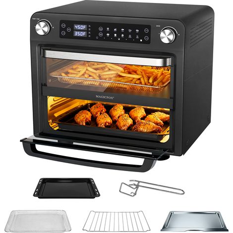 Four Electrique MAGICFOX Friteuse sans Huile 36L - Air Fryer OVEN XXL à Double Tiroir 1800W Multifonction - écran LED, 10 Programmes