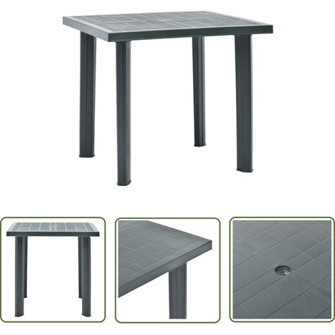 The Living Store Table de jardin Vert 80x75x72 cm Plastique - Table De Jardin - Table Extérieure - Mobilier De Jardin - Table Repas Extérieur - Table Verte (1/5)