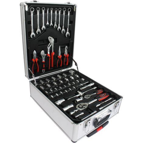 Caja de herramientas de aluminio y plástico 899 piezas color plata con ruedas y asa (1/5)