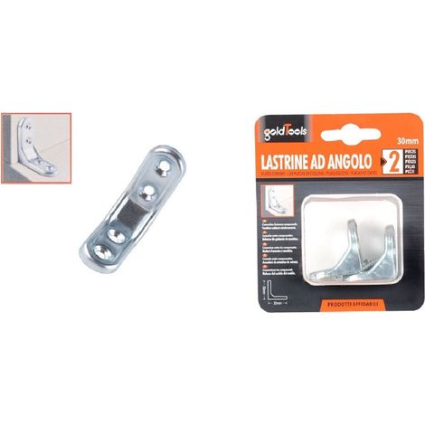 Kaela - Set 2pz Lastrina Ad Angolo 30x30mm Sostegno Staffa Angolare Con Viti Mobili 91211 - (1/2)