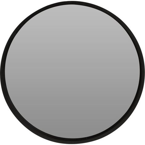 Miroir mural rond - noir - cadre en bois - diamètre 50 cm (1/3)