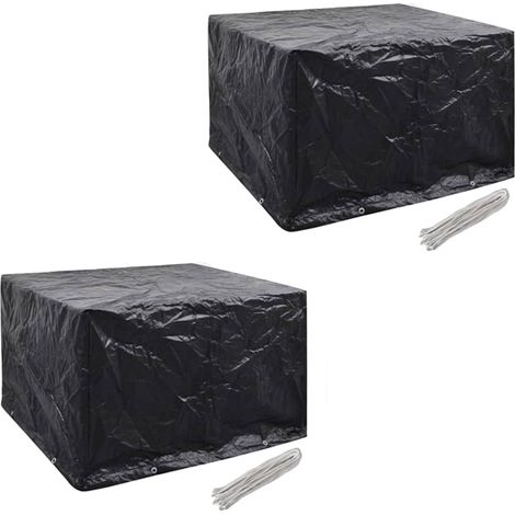 Gartenmöbel-Abdeckungen 2 Stk. 4 Personen Poly Rattan 8 Ösen