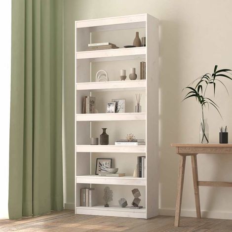 vidaXL Estantería/divisor espacios madera pino blanco 80x30x199,5 cm (1/5)